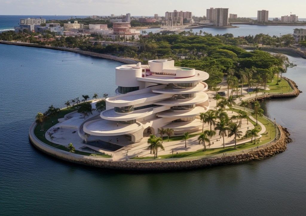 Edificio de inspiración moderna a la entrada de la bahia de La Habana